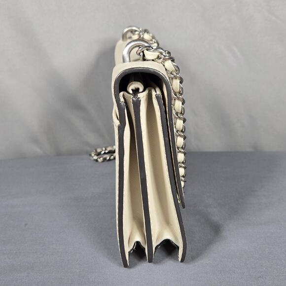 Etienne Aigner Crossbody Bag Womens White Leather Chain Strap Turnlock Flap - Picture 6 of 12